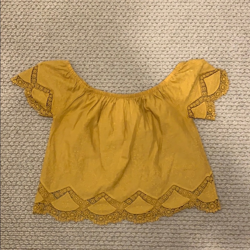 yellow off the shoulder top